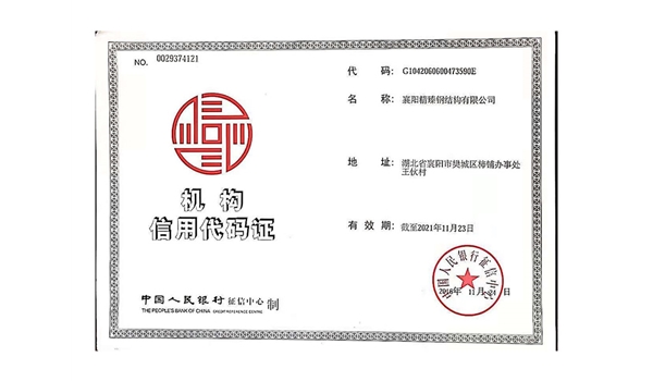 機(jī)構(gòu)信用代碼證